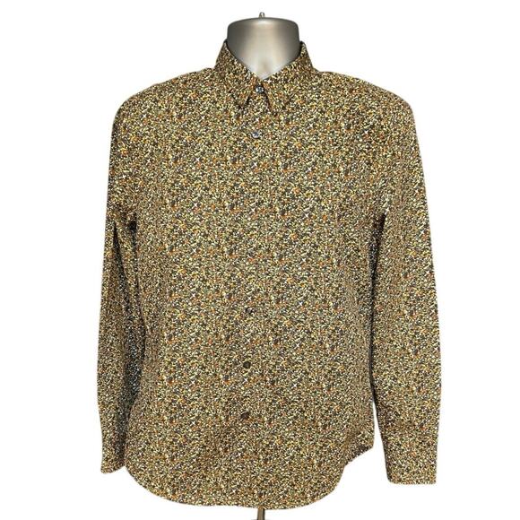 Structure Collection Neutral Color Ditzy Print Slim Fit Button Down Size M - Picture 1 of 9